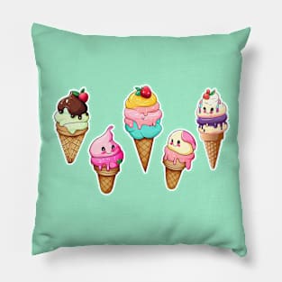 Cute child/baby ice cream cone characters; design; baby; infant; child; cute; sweet; dessert; gift; newborn; baby shower; pretty; pastels; colorful; cutesy; birthday gift; Pillow