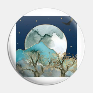 Full Moon and Mountains Pin