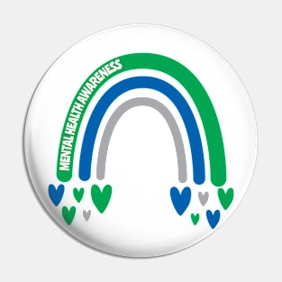 Mental Health Awareness Rainbow with hearts Pin