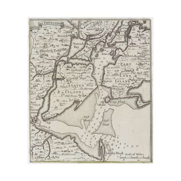 Vintage Staten Island & NYC Harbor Map (1733) by Bravuramedia