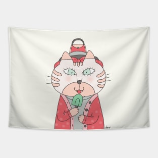 Cutie Cat Handbag Hat with Ribbon and Popsicle Tapestry