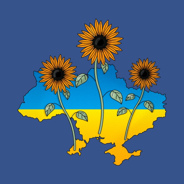 Ukraine map nature with sunflowers and love by Polikarp308