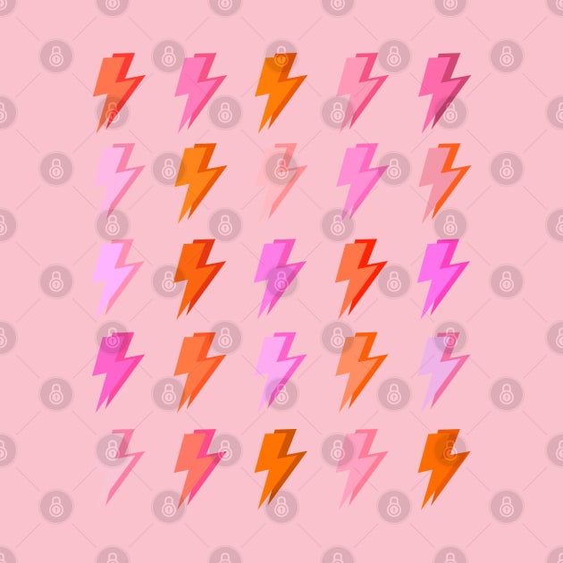 Preppy Pink and Orange Lightning Bolt Pattern by OneThreeSix