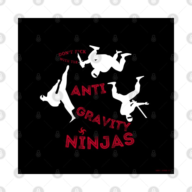 Anti Gravity Ninjas (White/Red Over Black) By Abby Anime(c) by Abby Anime