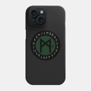 Green Mannaz Elder Futhark Rune | Viking | Pagan Symbol Phone Case