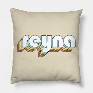 Reyna - Retro Rainbow Typography Faded Style Pillow