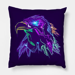 Neon Badass Cyberpunk Eagle Mecha Pillow