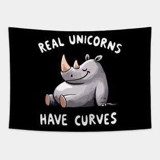 Real Unicorns have Curves Rhinocerus Tapestry