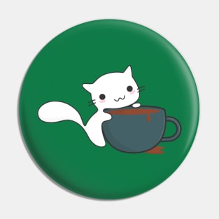 Coffee loving cat Pin