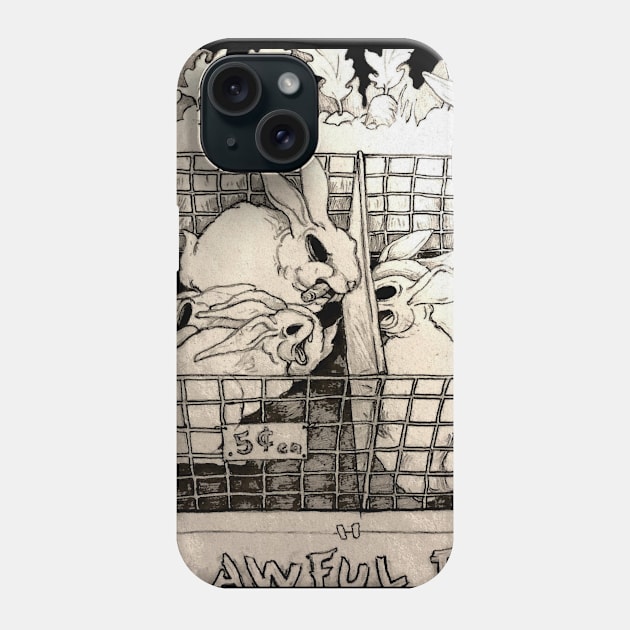 Mostly Awful Rabbits Phone Case by Pudding Bat