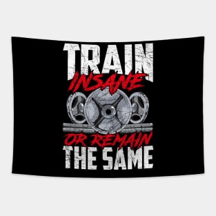 Train Insane or Remain The Same Weightlifting Gym Tapestry