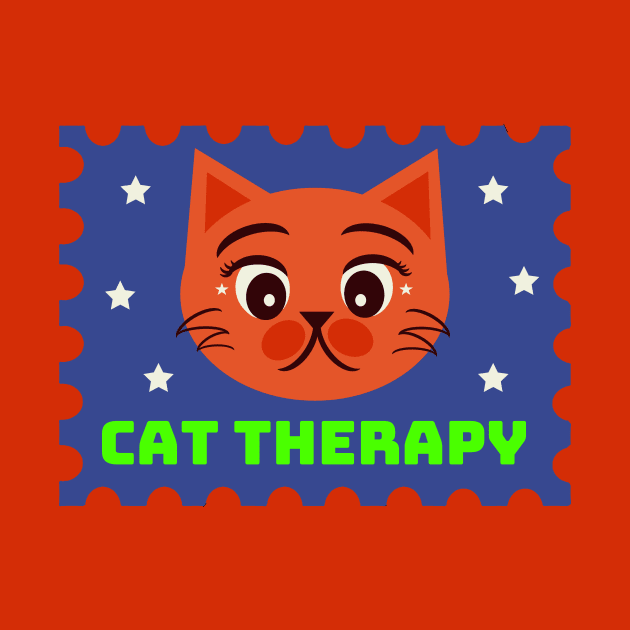 Cat Therapy Postal Stamp by aaalou