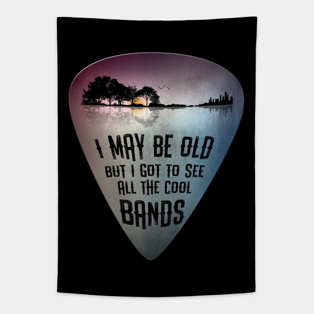 I May Be Old But I Got To See All The Cool Bands Guitar Pick Tapestry by Dibble Dabble Designs