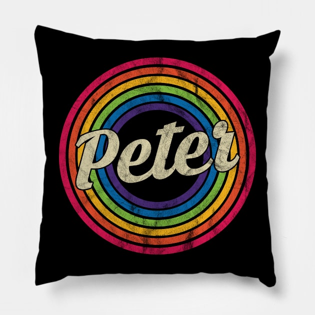 Peter - Retro Rainbow Faded-Style Pillow by MaydenArt