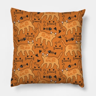 Doodle Cute American Shorthair Cat - Orange Pillow