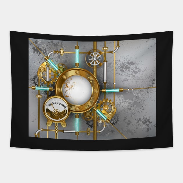 Steampunk Round Banner with Pressure Gauge Tapestry by Blackmoon9