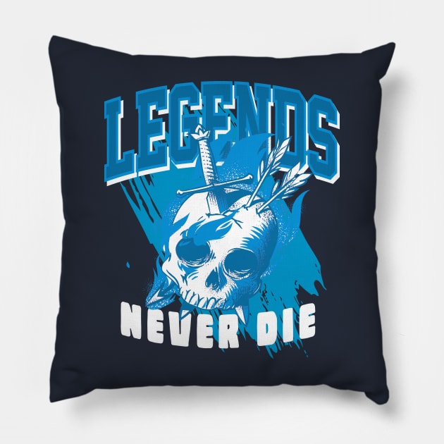 Legends Never Die Marina Blue Pillow by funandgames