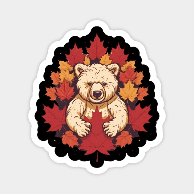 Bear with Maple leafs Canada Magnet by logiamerch