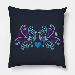 Love Peacocks Valentines Ethnic Pillow