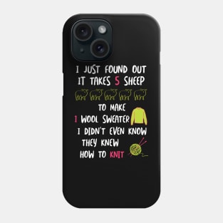 Funny Knitting Joke It Takes 5 Sheep Phone Case