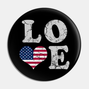 Love America USA  American Flag Heart Patriotic Pin