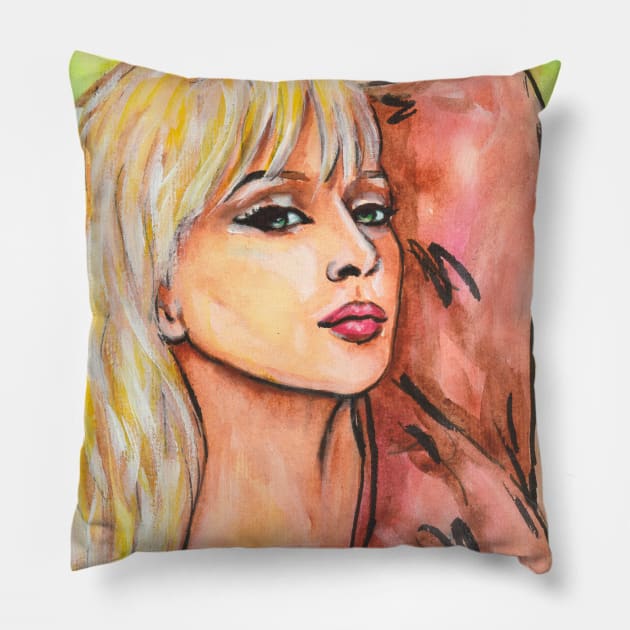 Blonde girl Pillow by Svetlana Pelin