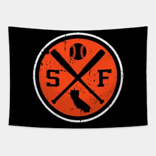 San Francisco Baseball Emblem Round Tapestry