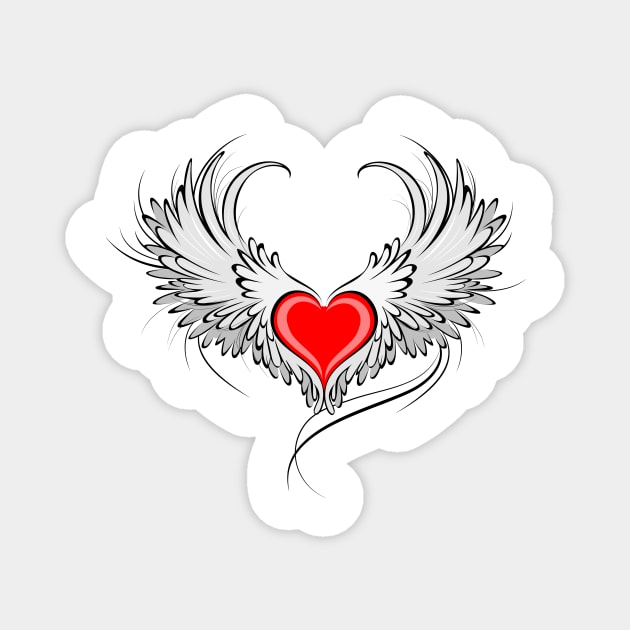 Angel Heart with White Wings Magnet by Blackmoon9