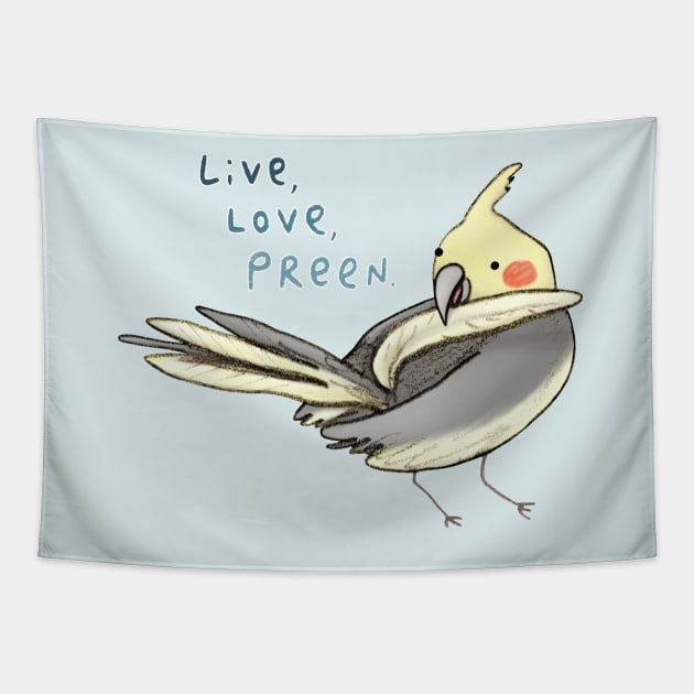 Live, Love, Preen Tapestry by Sophie Corrigan