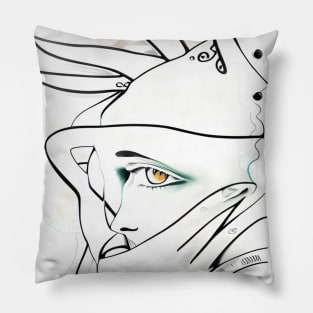 aesthetic minimalistic drawing female face Abstract line art Case Pillow