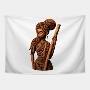 Afrocentric Woman Wooden Carving Tapestry