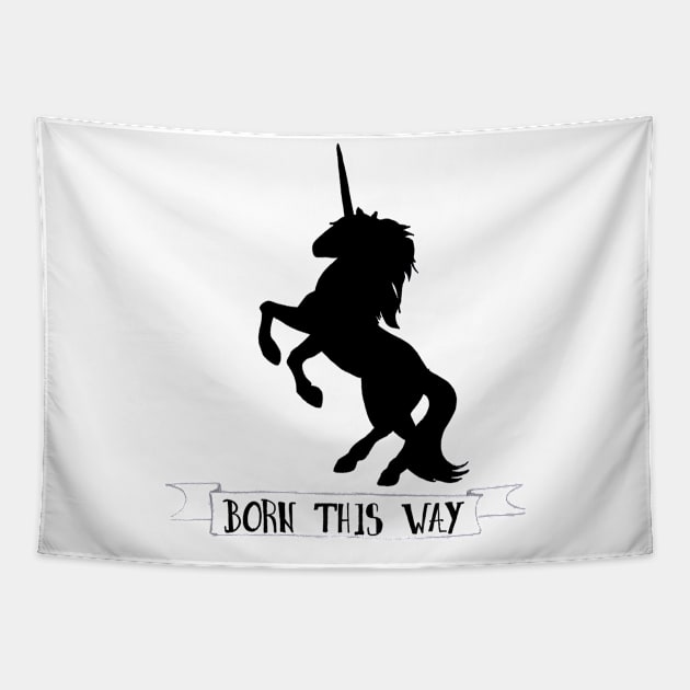 Born this way black unicorn art Tapestry by BalumbaArt