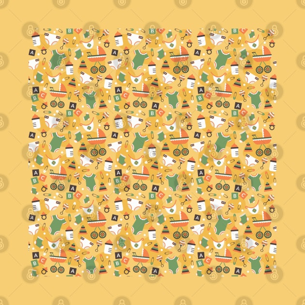 New Born Baby Pattern on Yellow Background by Simplulina