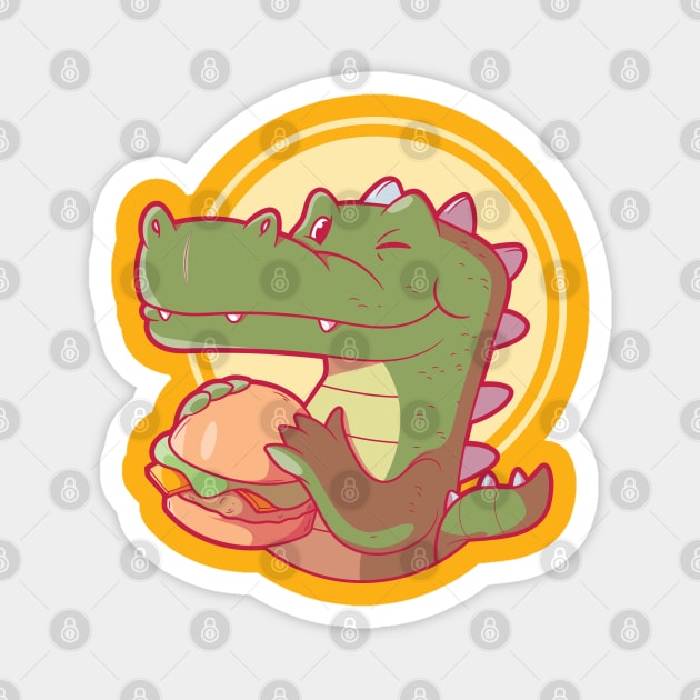 Crocodile eating a Burger! Magnet by pedrorsfernandes