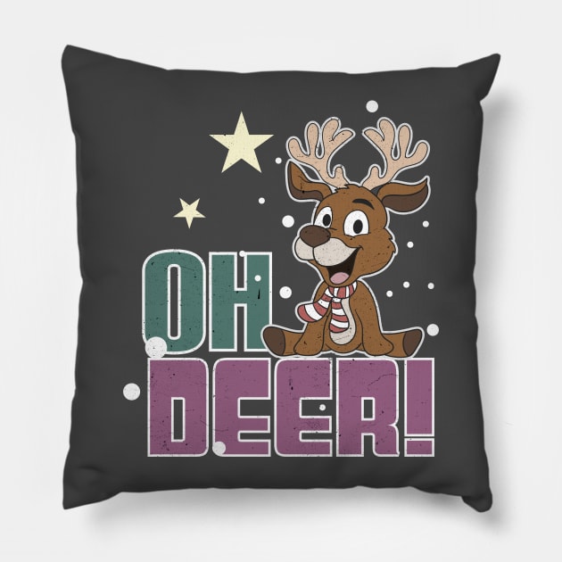 Christmas Holiday Oh Deer! Reindeer Pillow by chimpcountry