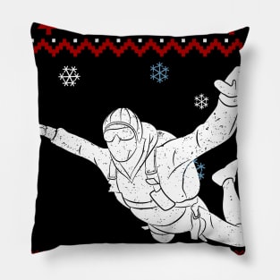 Skydiving Ugly Christmas Pillow