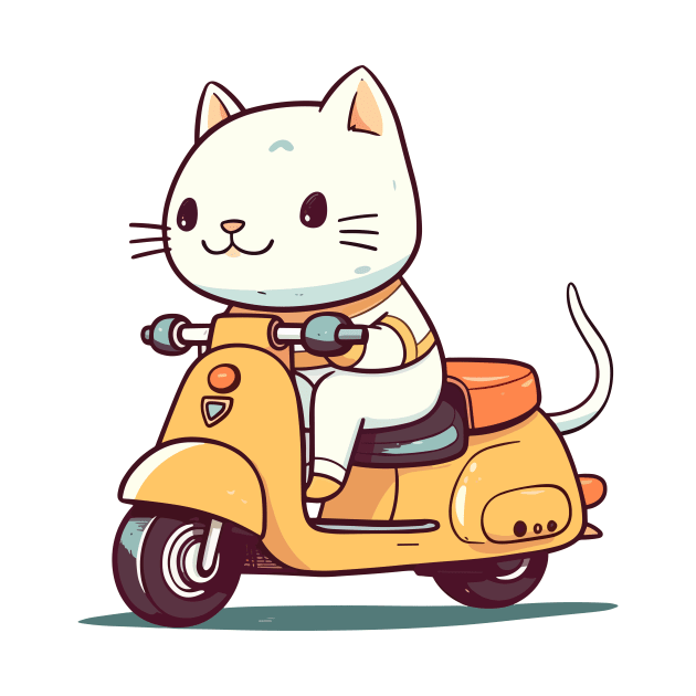 Funny cat riding scooter by JORDYGRAPH