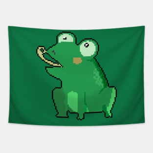 Leapin' Frogs: Pixel Art Frog Design for Fashionable Attire Tapestry