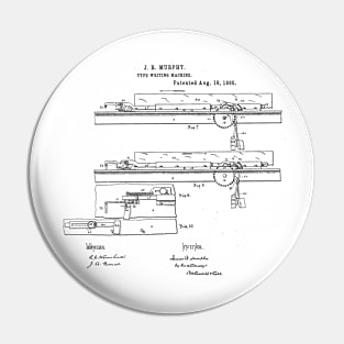 Type Writing Machine Vintage Retro Patent Hand Drawing Funny Novelty Gift Pin