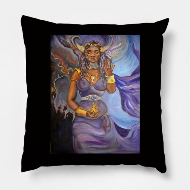 Oya Goddess of the Undrworld Pillow by CeceliaIvyPrice