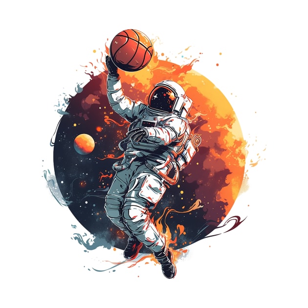 astronaut play basketball by boxermaniac