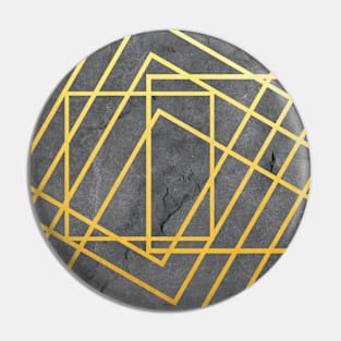 Grey Marble Gold Geometric Shapes Pin