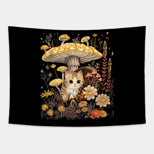 Cottagecore Aesthetic Cat Playtime Tapestry