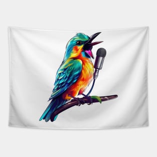 90s Retro Bird Singing Tapestry