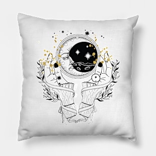 Spiritual Art, Meditation Design, Moon Artwork, Yoga Design Pillow