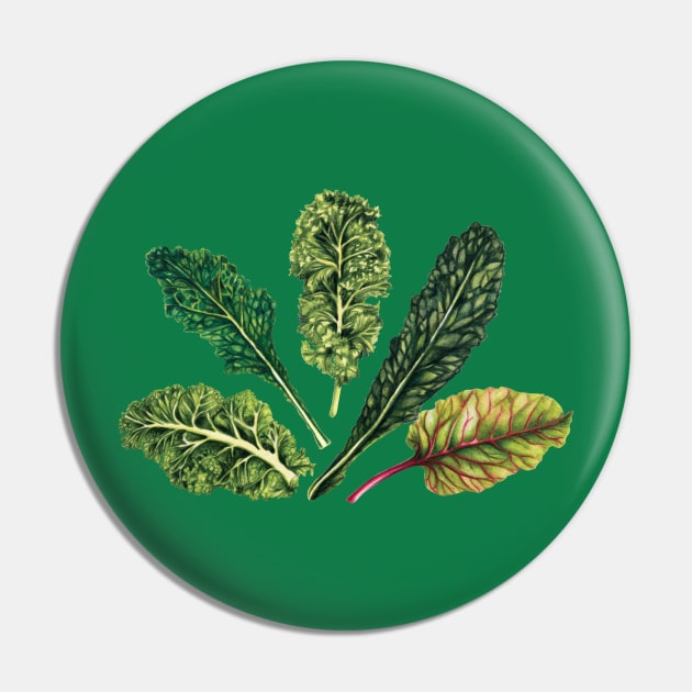 Go Green - Leafy greens pattern Pin by AmandaDilworth