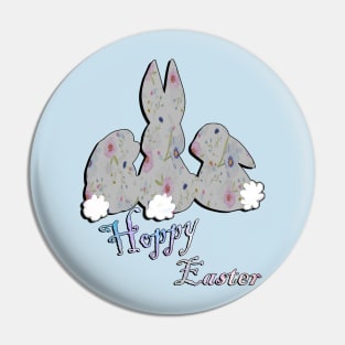 Happy Easter Bunnies & Funny Quote Hoppy Easter Pin