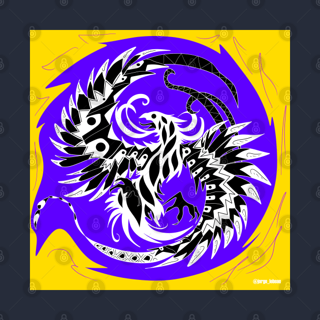 the phoenix in purple fire ball ecopop pattern by jorge_lebeau