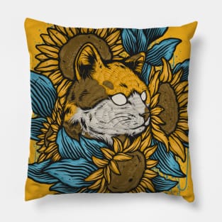 Cat sun flowers Pillow