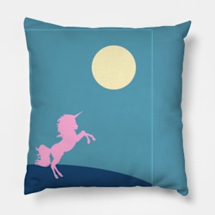 Unicorn in the full moon night Pillow